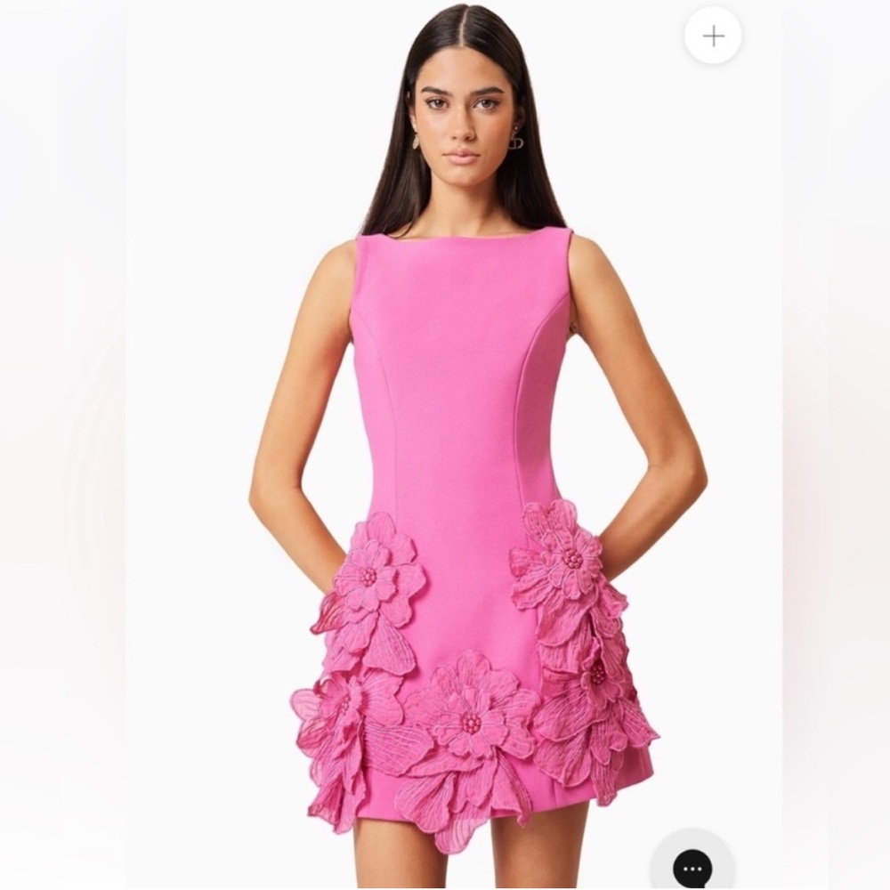 elliatt janelle pink 3d peral & floral detail A-line mini dress size small